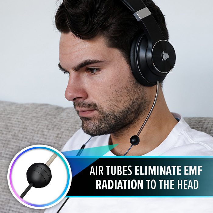 DefenderShield® EMF Radiation-Free Air Tube Over-Ear Headphones